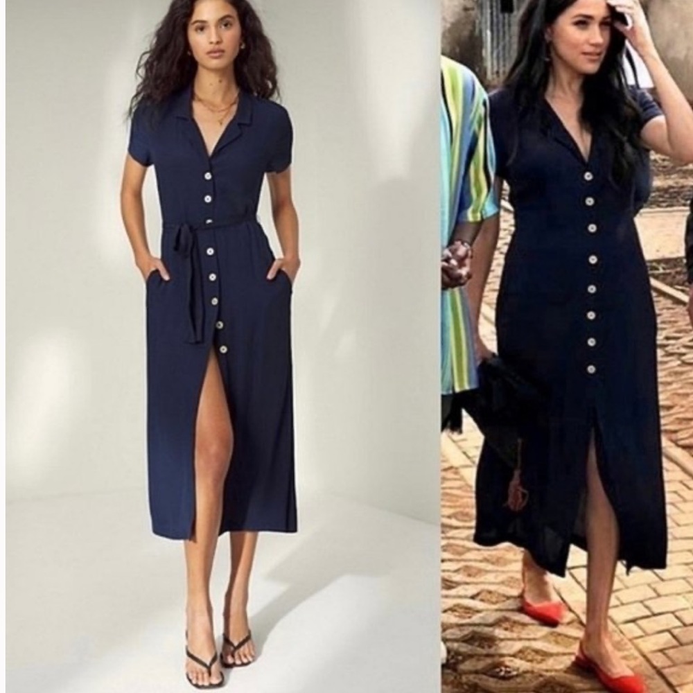 Wilfred Navy Button-Up Dress